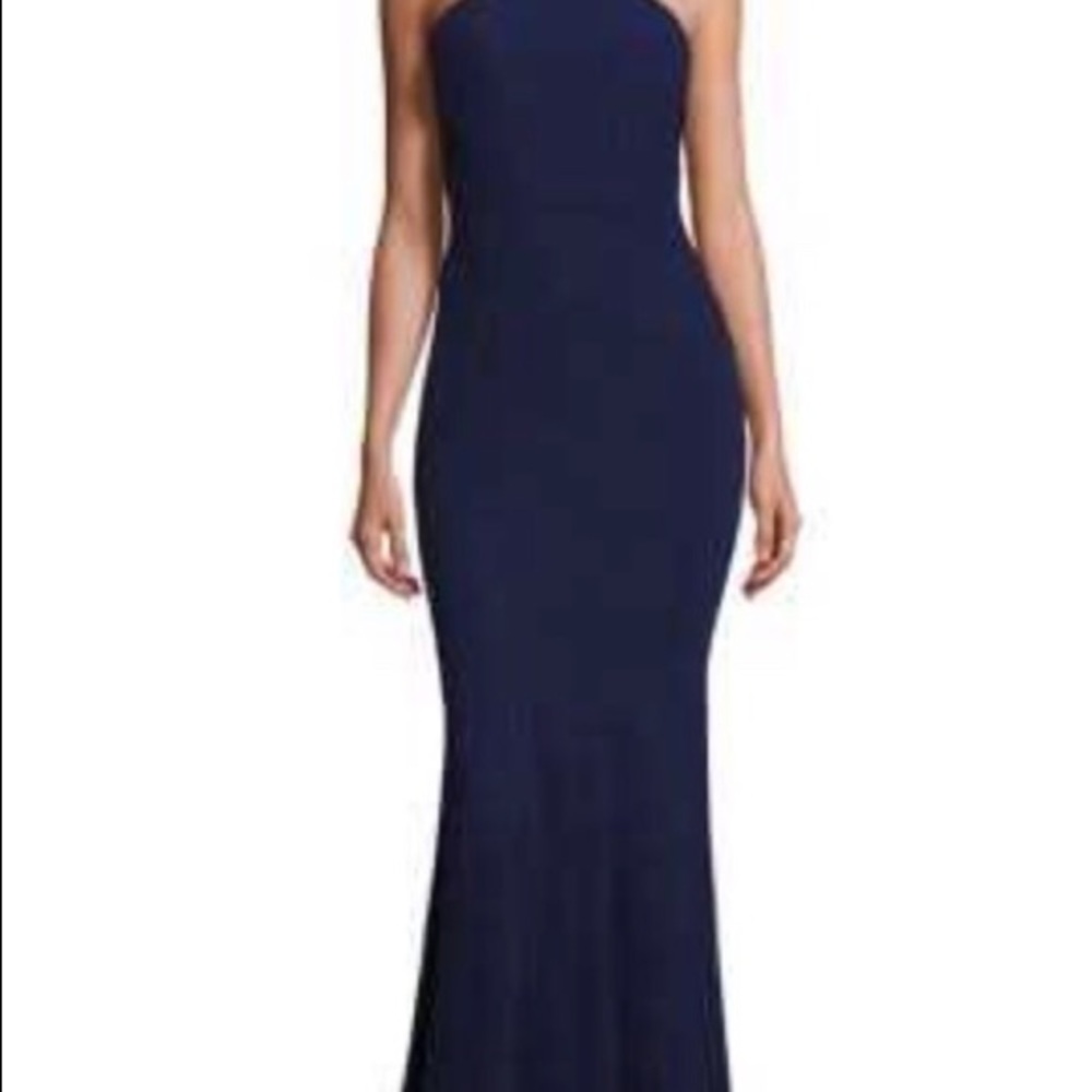 Zac by Zac Posen Navy gown with embellished collar